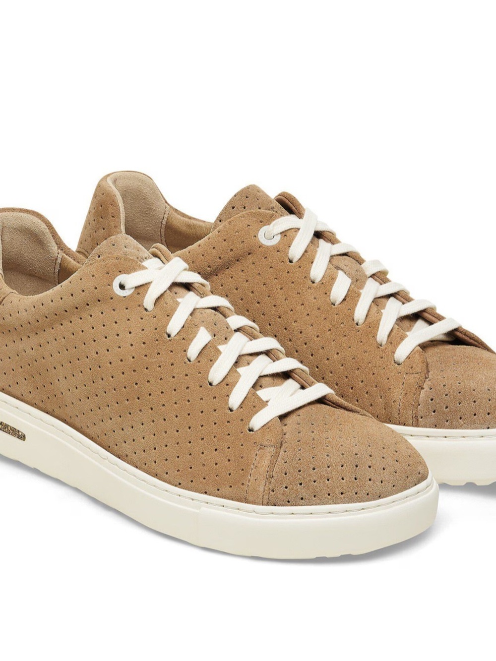 Birkenstock Bend Low Suede Sneakers in Tan with White Laces dotted beige NWT